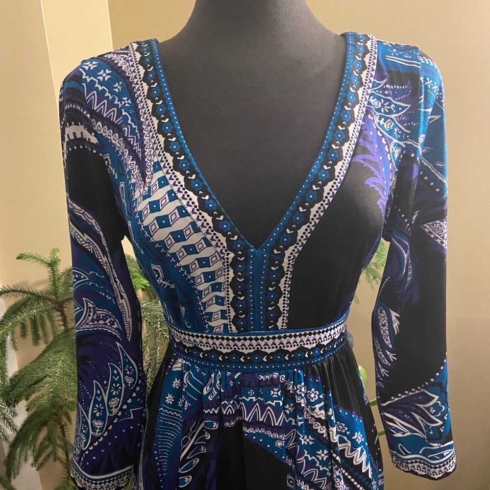 New York & Company Blue and Black Midi Dress - Picture 2 of 16